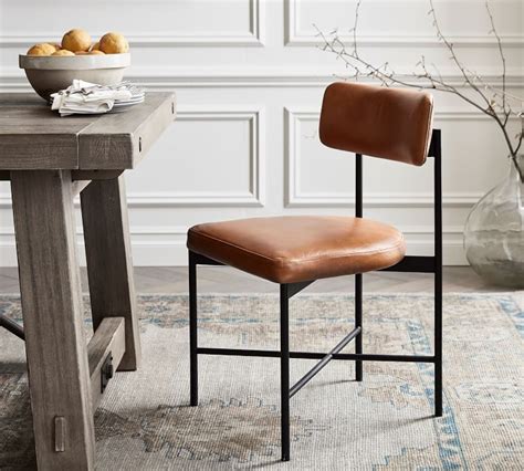 pottery barn leather chair|Leather Dining & Kitchen Chairs